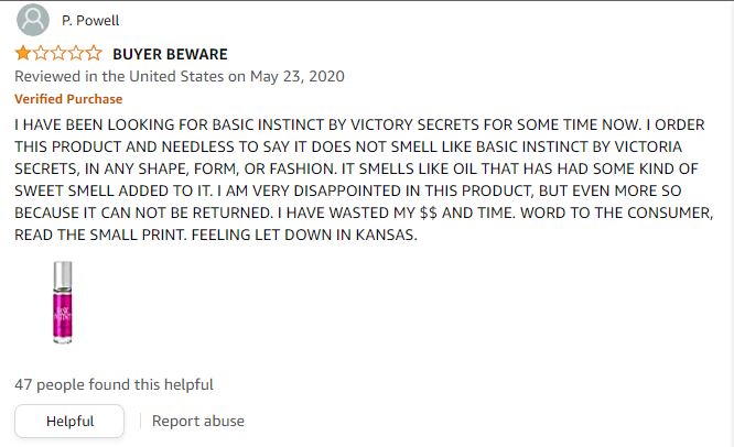 Amazon reviews of Basic Instinct by Pure Romance